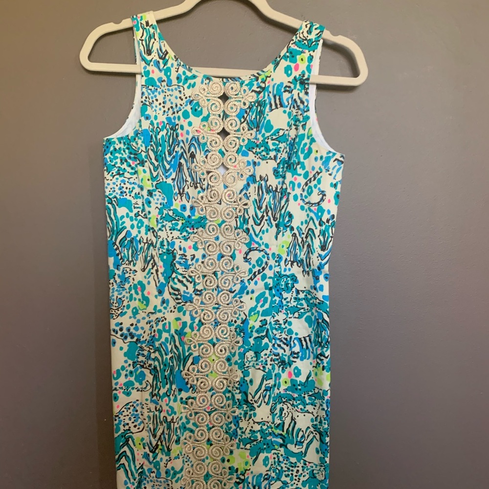 Beautiful turquoise and gold Lilly Pulitzer dress